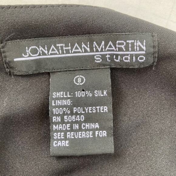 Jonathan Martin NWT 100% SILK Black Chiffon Ruched Cocktail Dress 8 Witchycore - Picture 4 of 8